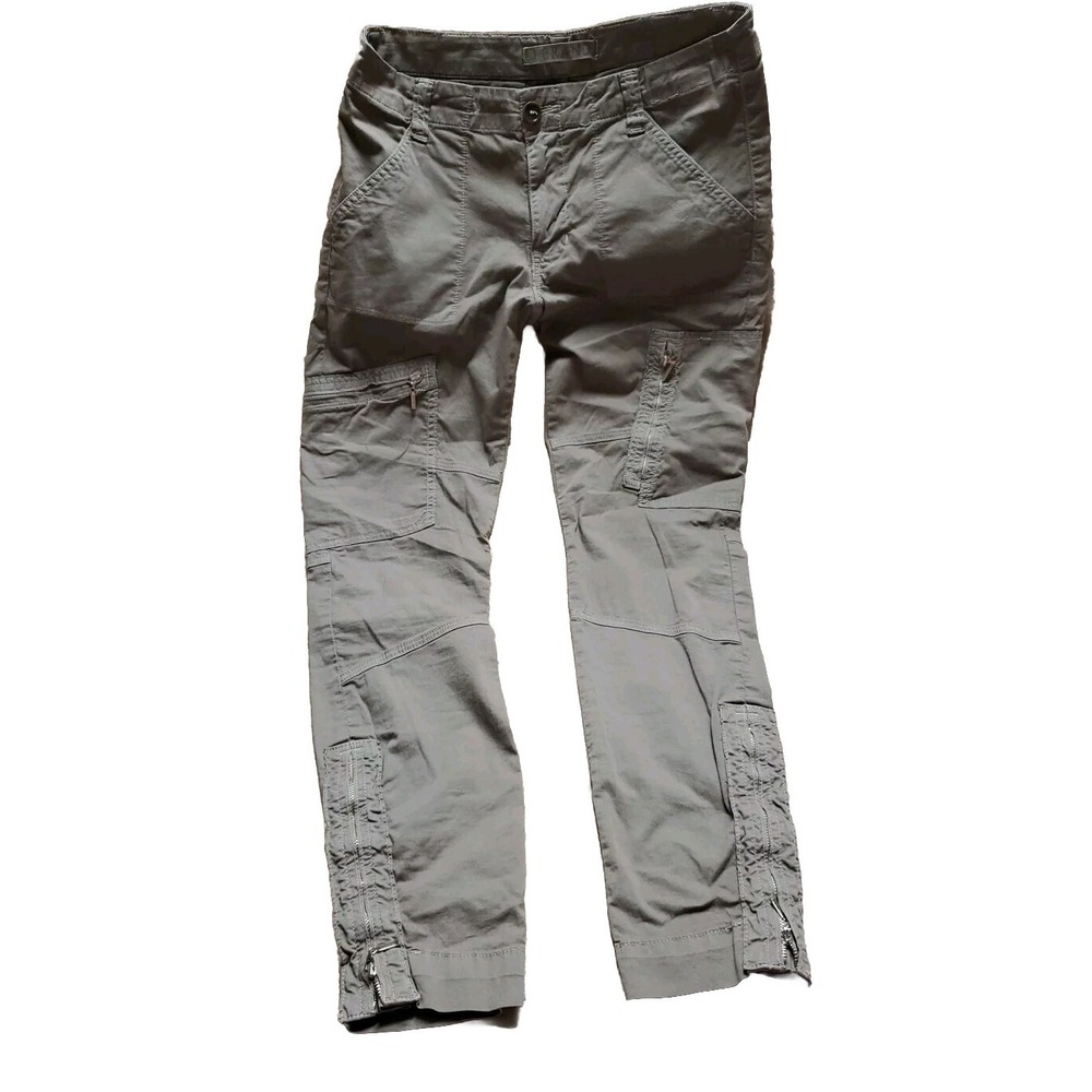 J BRAND Women's‎ 27 Khaki Green-Brown Cropped Ankle-Zip Skinny Cargo Pants